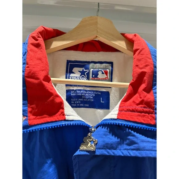 Starter Chicago Cubs Vintage MLB Windbreaker Jacket Blue Red White Mens Large